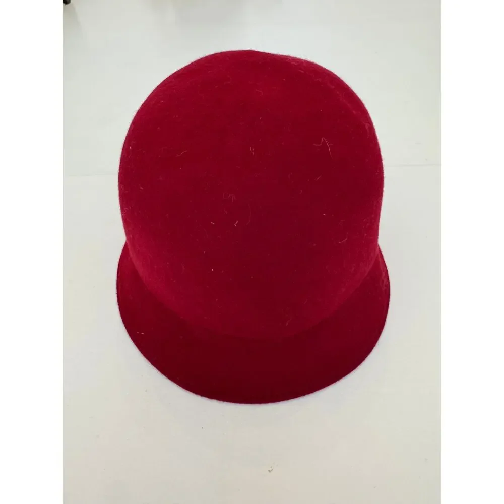 Jaclyn Smith Women's 100% Felted Wool Red Cloche Hat One Size Downton Abbey
